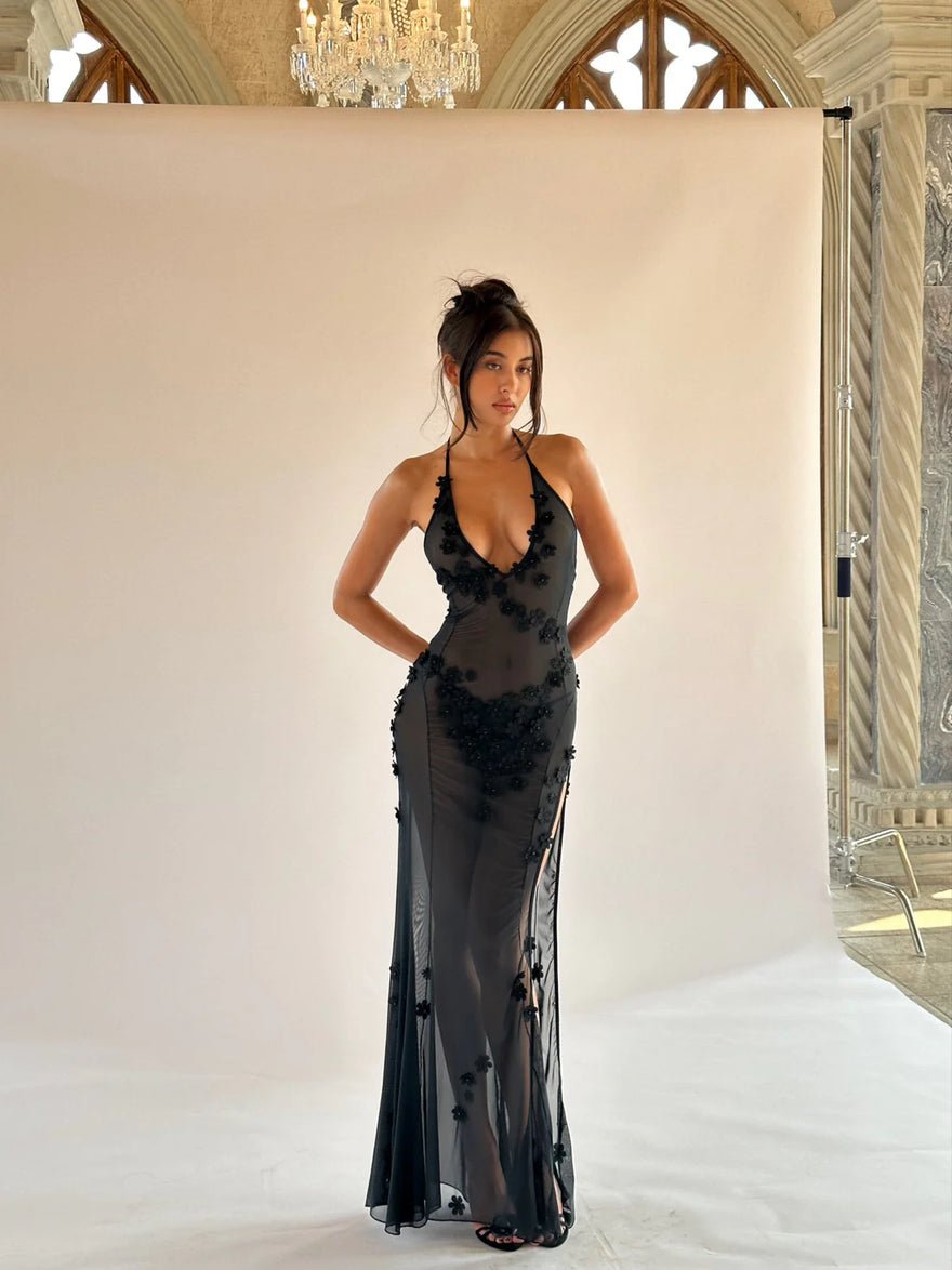 Cherie Attire Marcia Halter Maxi Dress in Black photo 2