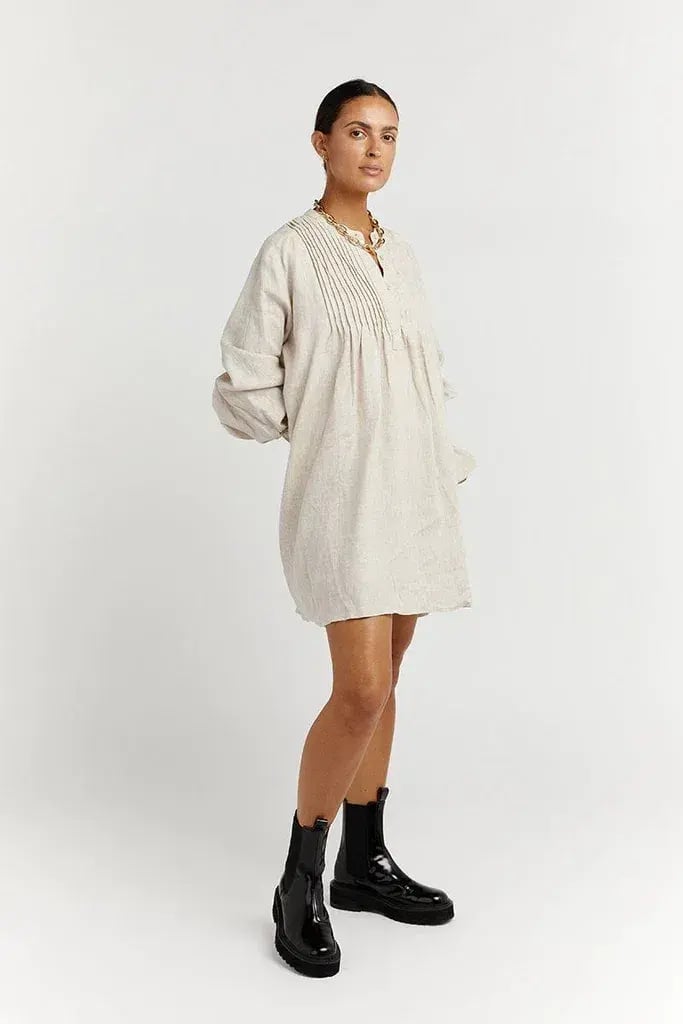 Dissh India Linen Mini Dress Natural Size 6 photo 2