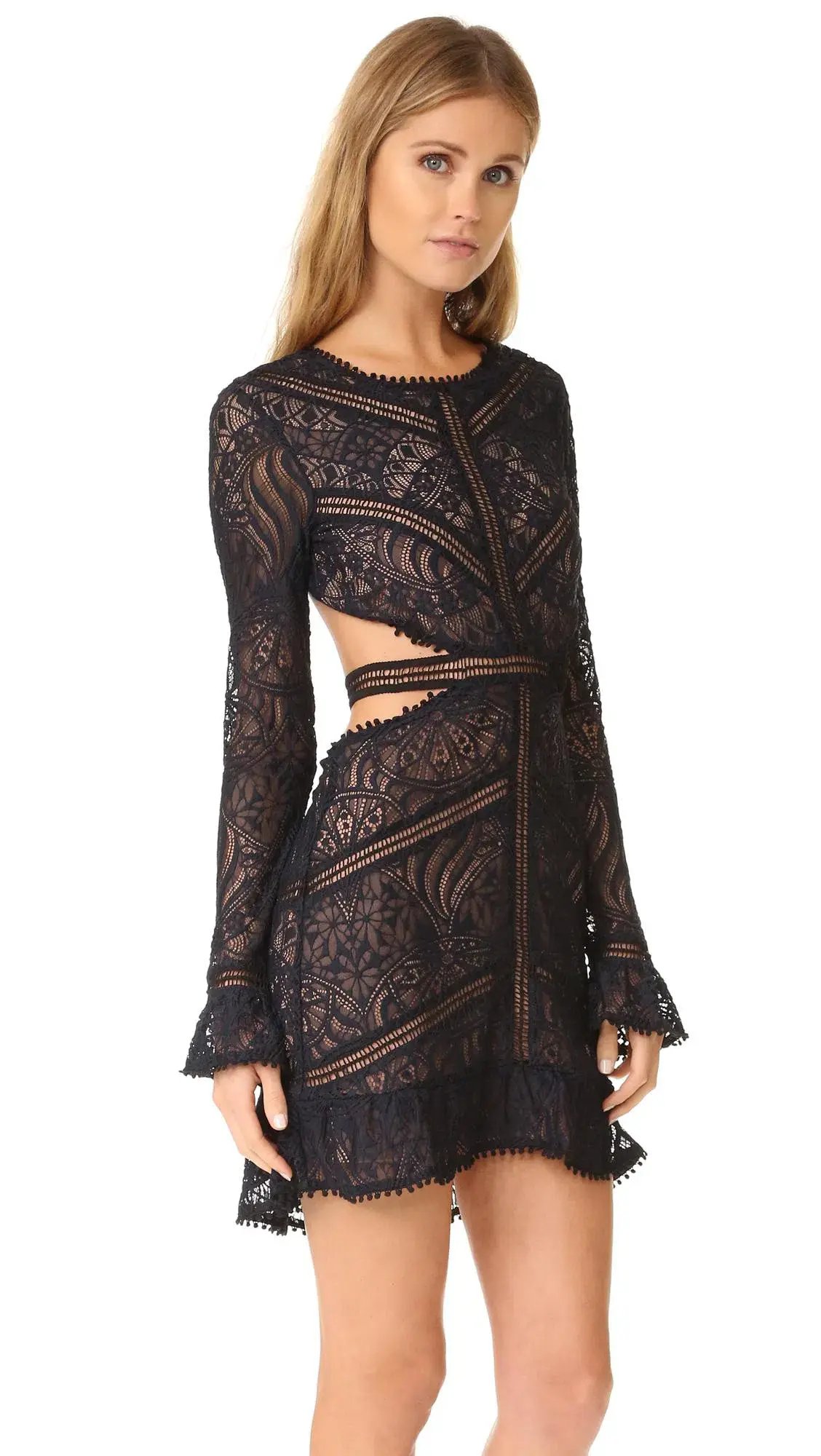 For Love and Lemons Lace Emerie Cutout Dress Black Size 6 photo 4