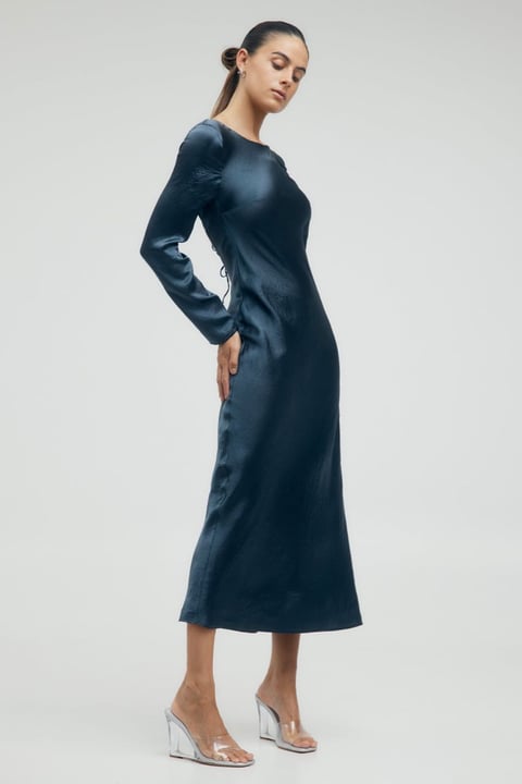 Third Form Crush Tie Back Maxi Dress - Gun Metal photo 2