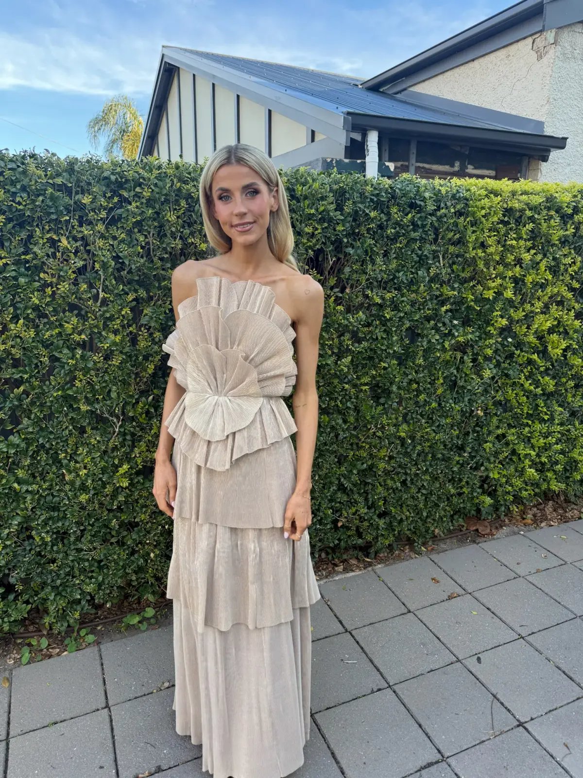 Aje Kyra Gown Gold Size AU 10 photo 3