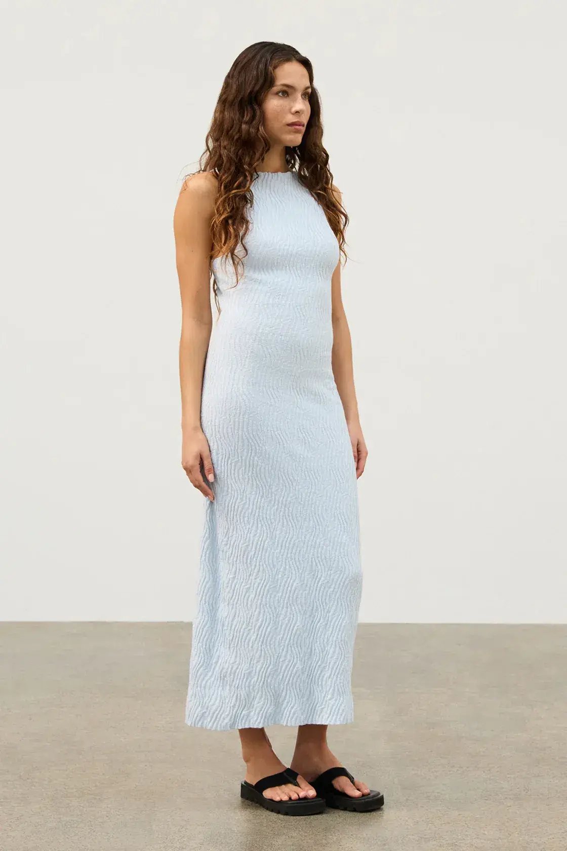Zulu & Zephyr Ripple Textured Knit Dress in Powder Blue Size AU14 photo 3
