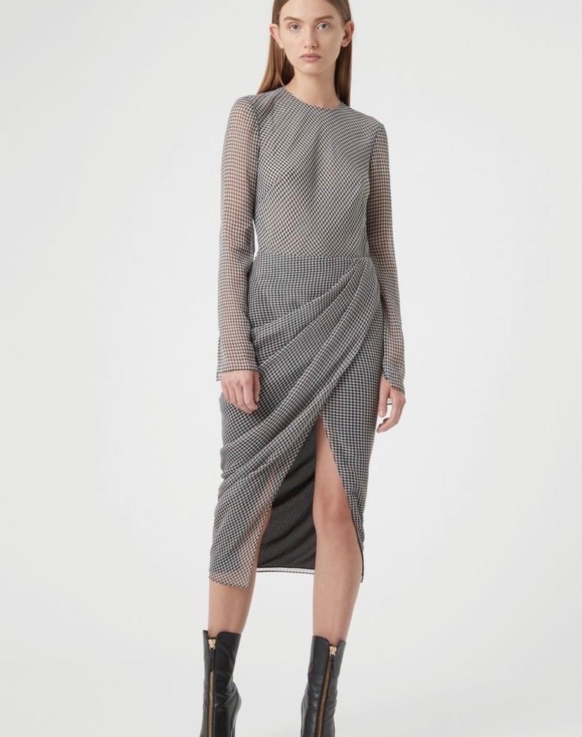 Camilla & Marc Miri Dress Gingham Checkered Grey Size 12 photo 3