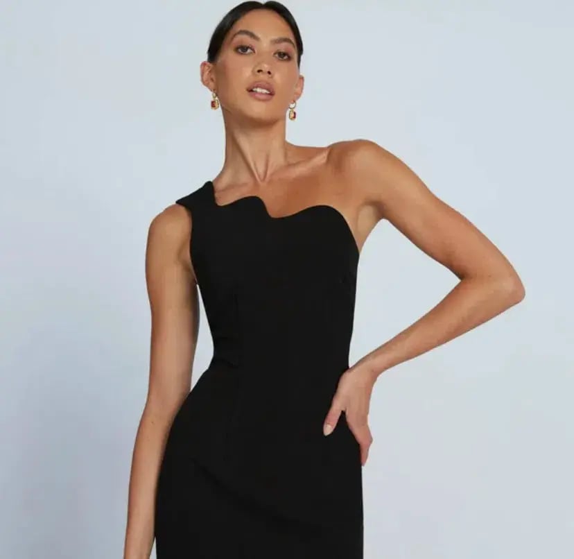 By Johnny Wave One Shoulder Mini Dress Black Size 10 photo 2