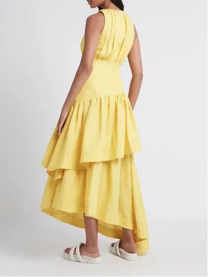 Aje Caliente Tiered Cut Out Midi Dress Yellow Size 12 photo 2
