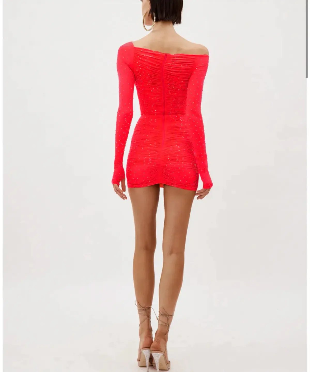 Alex Perry Tinley Crystal Mini Dress Strawberry Size AU 10 photo 4