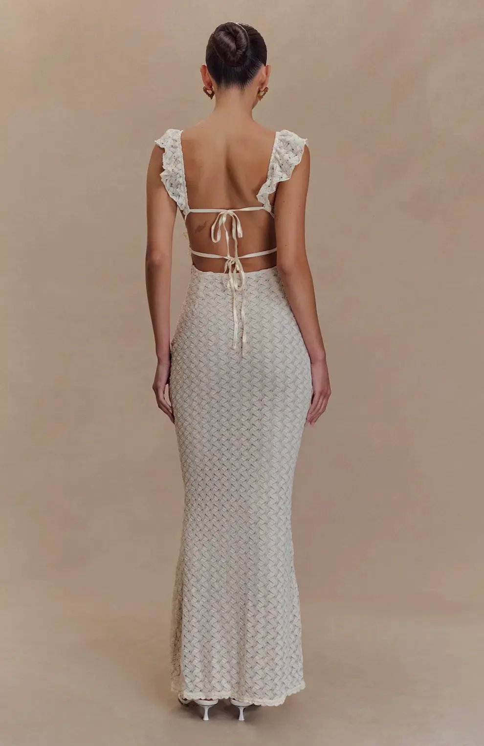 Meshki Ezra Lace Maxi Dress in Ivory Size 4 photo 3
