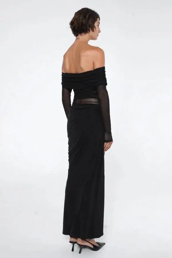 Benni Yasmin Off-Shoulder Maxi Dress Black Size 8 photo 7