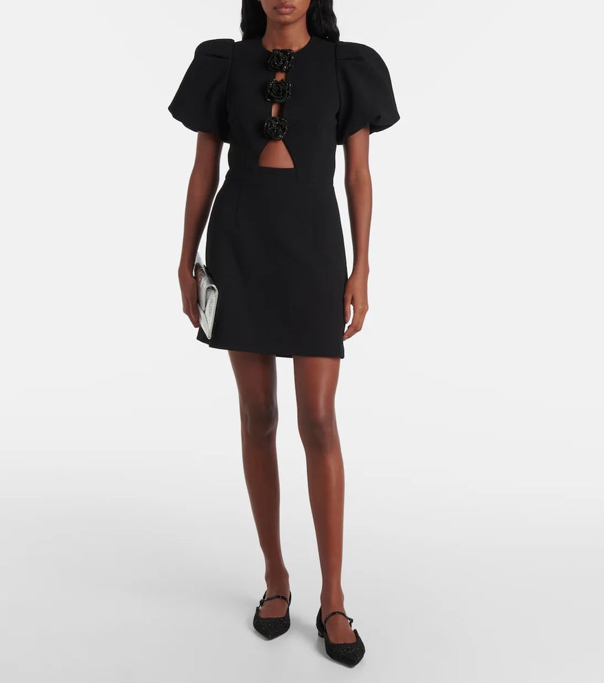 Rebecca Vallance Aubree Flower Mini Dress Black photo 3