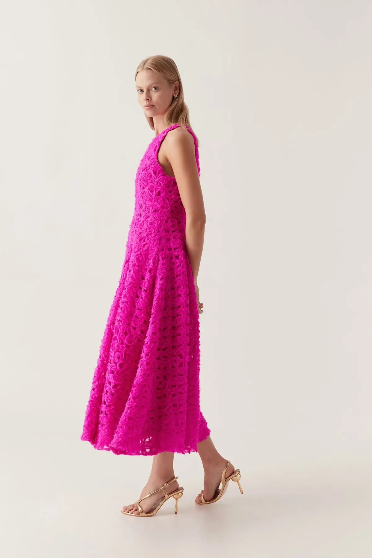 Aje Quintette Midi Dress Deep Magenta Size XXS / AU 4 photo 3