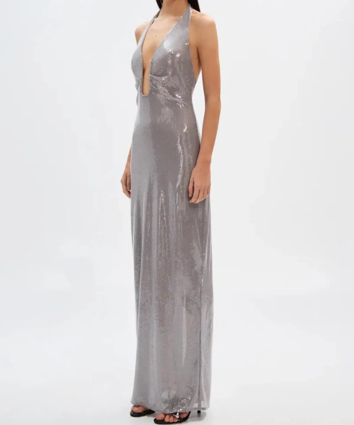 Alusia Sequin Dress in Pewter Size Medium photo 2