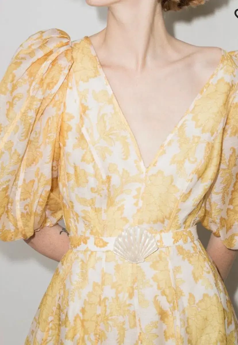 Zimmermann Postcard Puff Sleeve Midi Dress in Yellow AU14 (22:12) photo 4