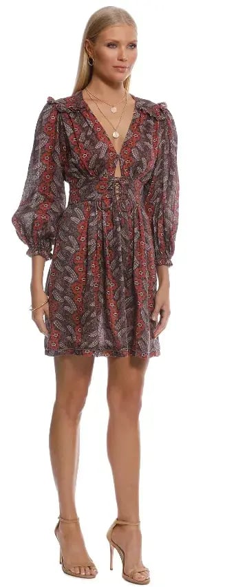 Zimmermann Bayou Corset Tie Front Mini Dress Floral Size 1 / AU 10 photo 2