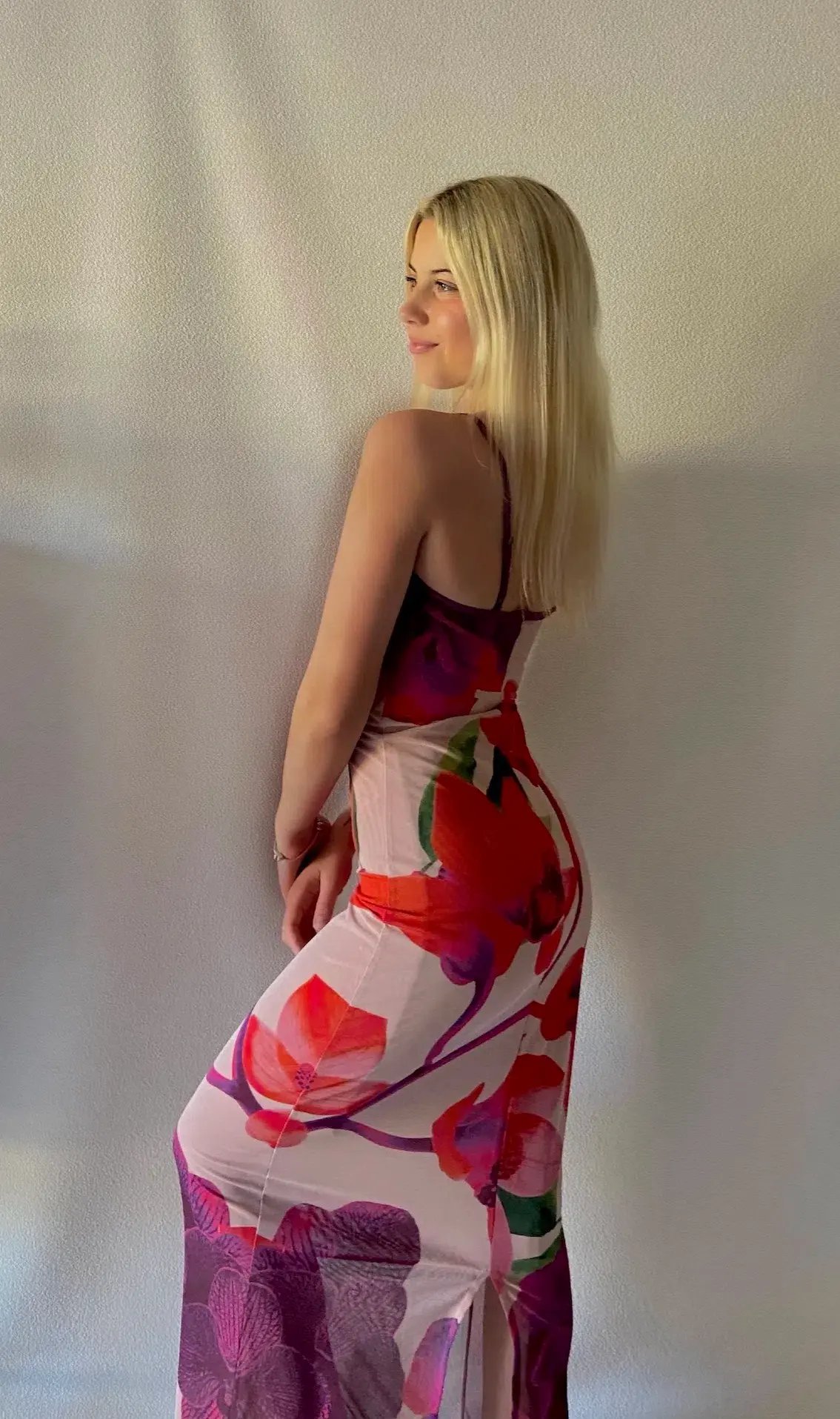 With Harper Lu Slip Dress Mesh Fuchsia Bloom Size 8 photo 2