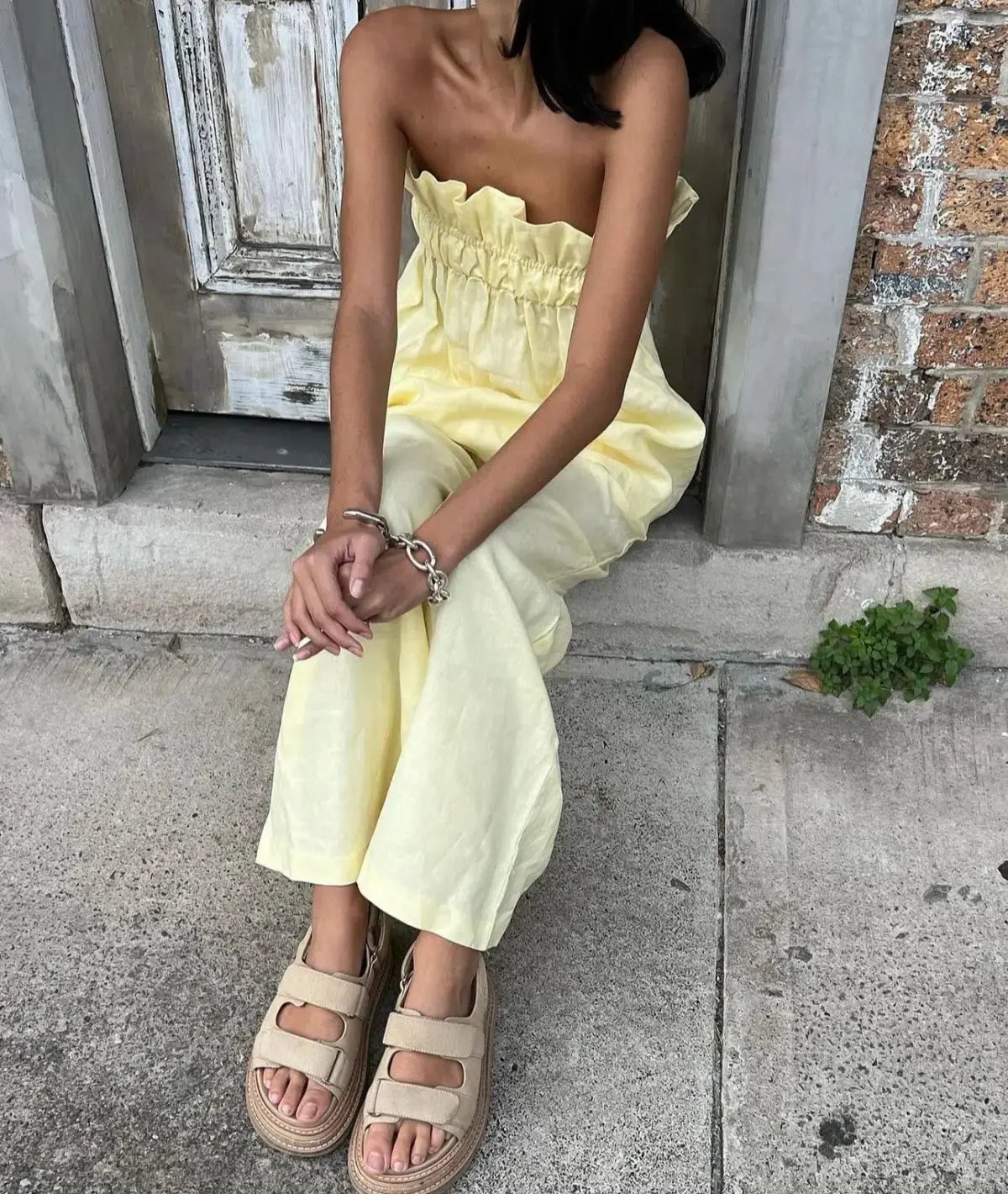The Waiting Room The Greta Top and Greta Pants Set In Butter Yellow Size S/Au 8 photo 4
