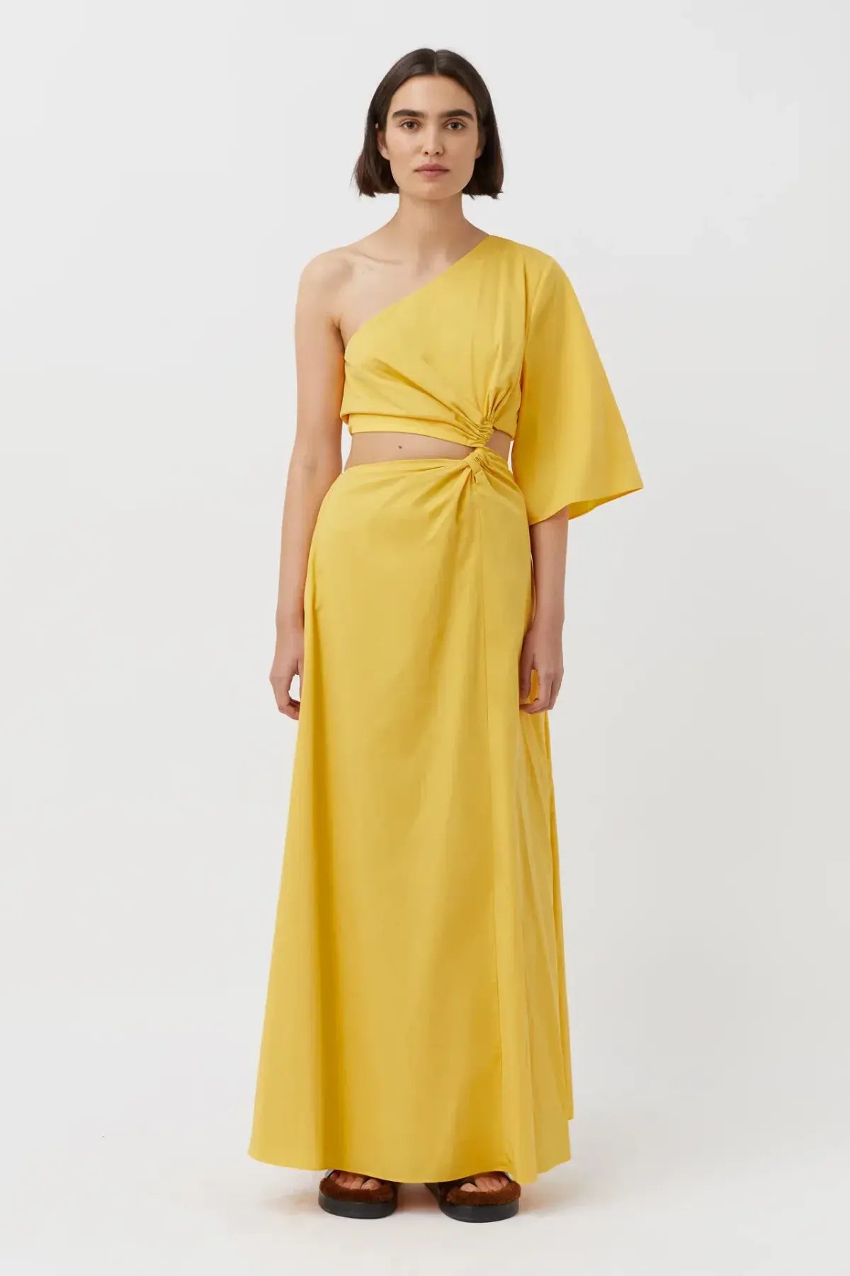 Camilla & Marc Wally One Shoulder Cut Out Maxi Dress in Honey Yellow Size 10 photo 2
