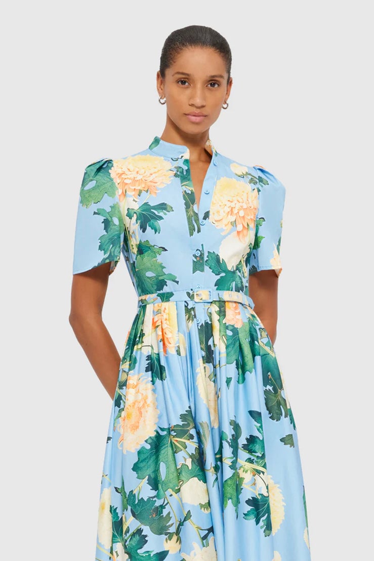 Leo Lin Bianca Short Sleeve Midi Dress - Hydrangea in Cornflower Blue photo 2
