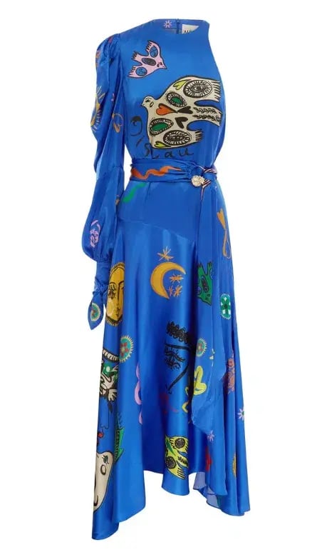 Alemais Soleil One Shoulder Midi Dress Blue Size 6 photo 6