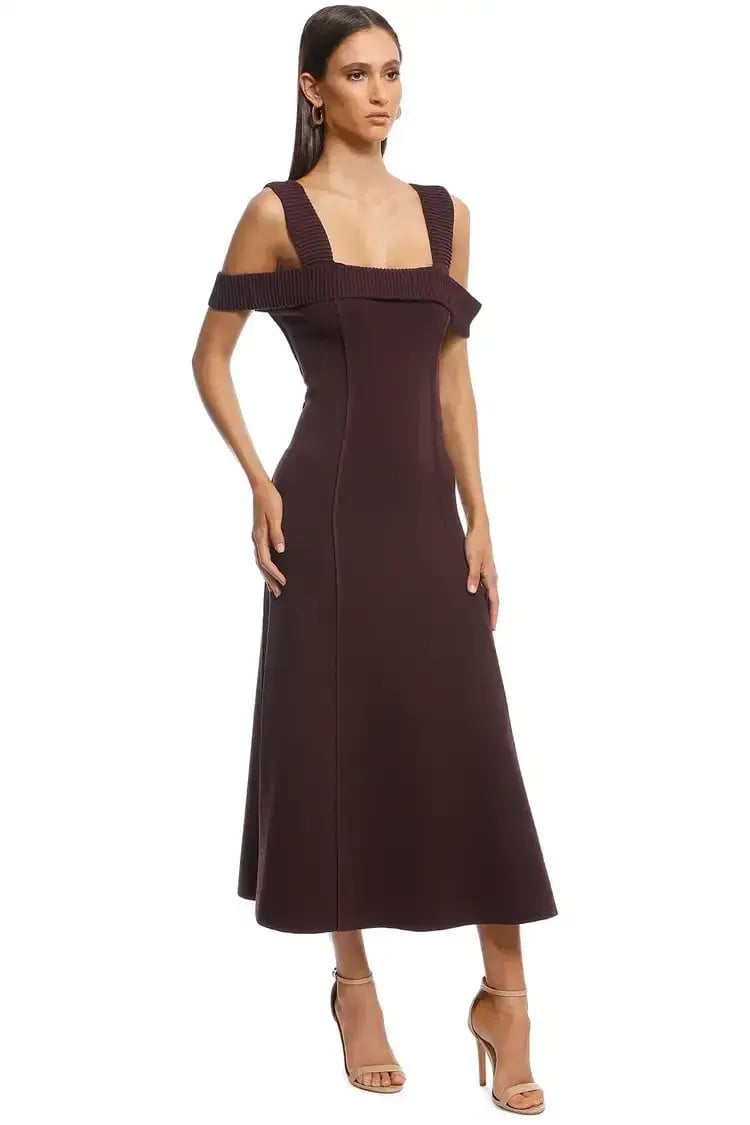 Camilla and Marc Carole Fit and Flare Midi Dress in Burgundy Size 12 photo 2