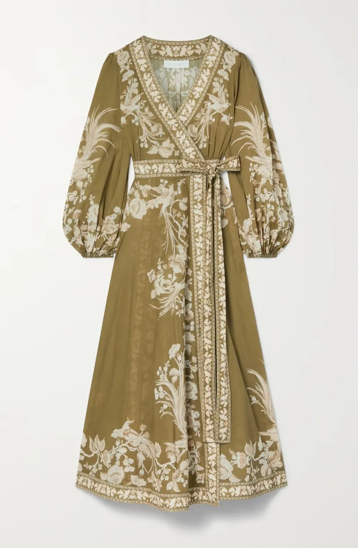 Zimmermann Cotton Voile Wrap Dress Green Print Size 3/AU 14 photo 3