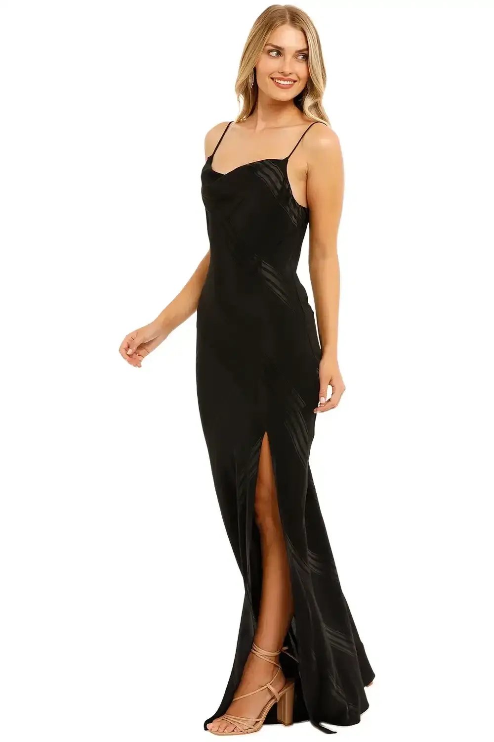 By Johnny Chelsey Slice Gown Black Size 10 photo 3