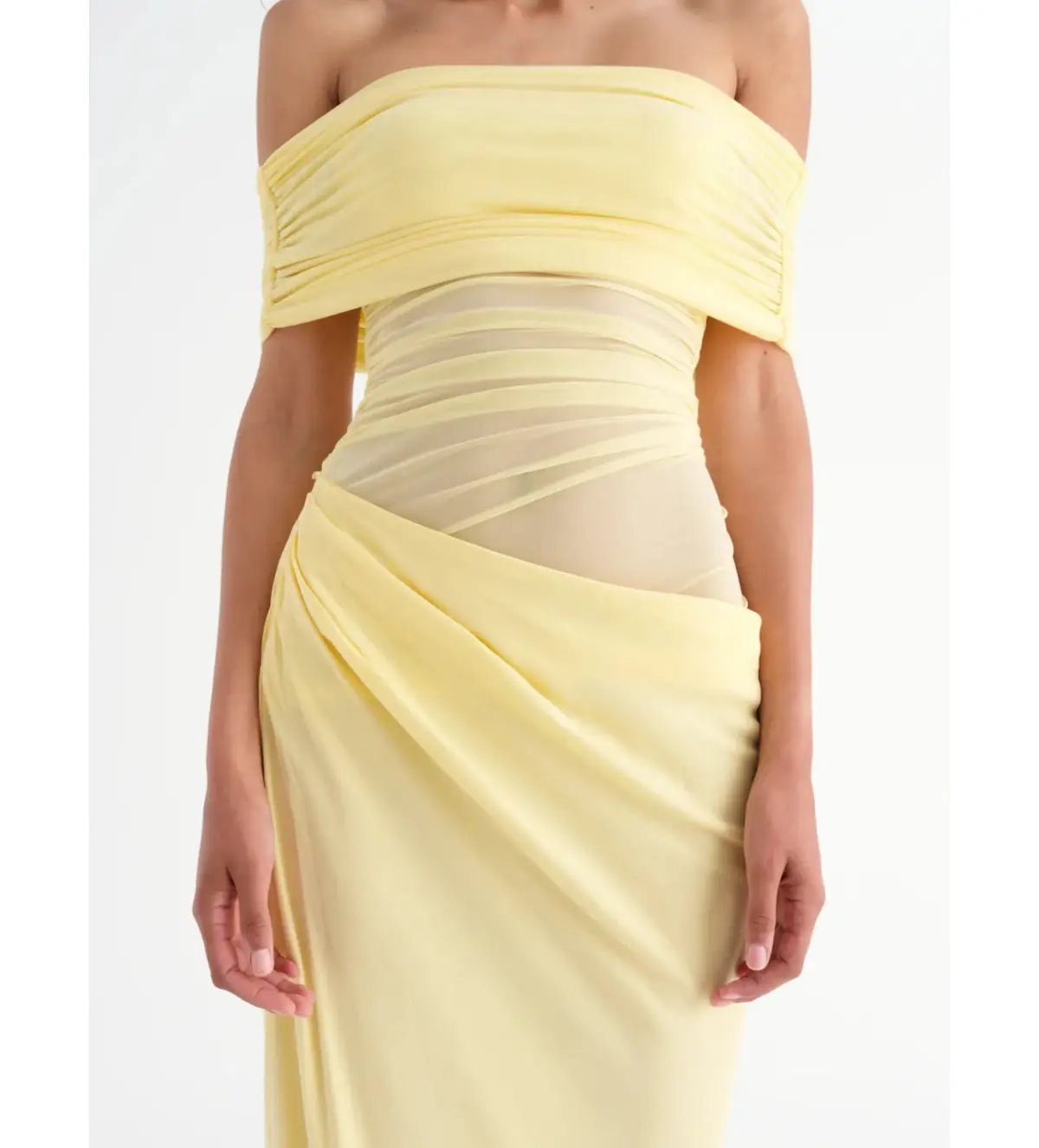 Benni Nico Off Shoulder Maxi Dress in Butter Size AU 8 photo 3