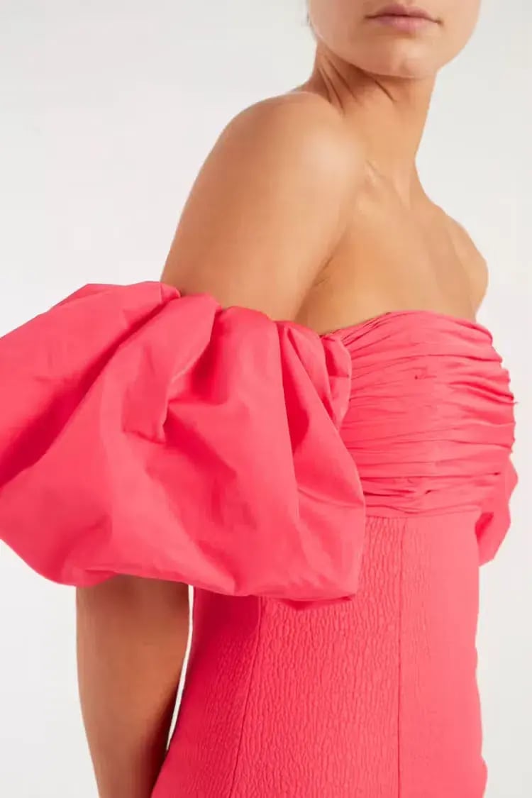 REBECCA VALLANCE CAITLIN OFF THE SHOULDER MIDI DRESS CORAL PINK SIZE 8 photo 4