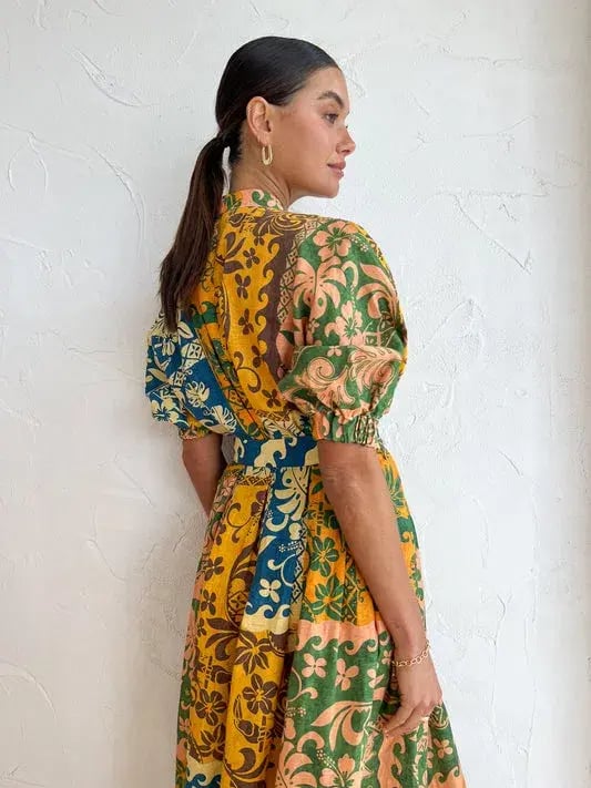 Alemais Linen Archie Wrap Dress Multi Size 14 photo 3