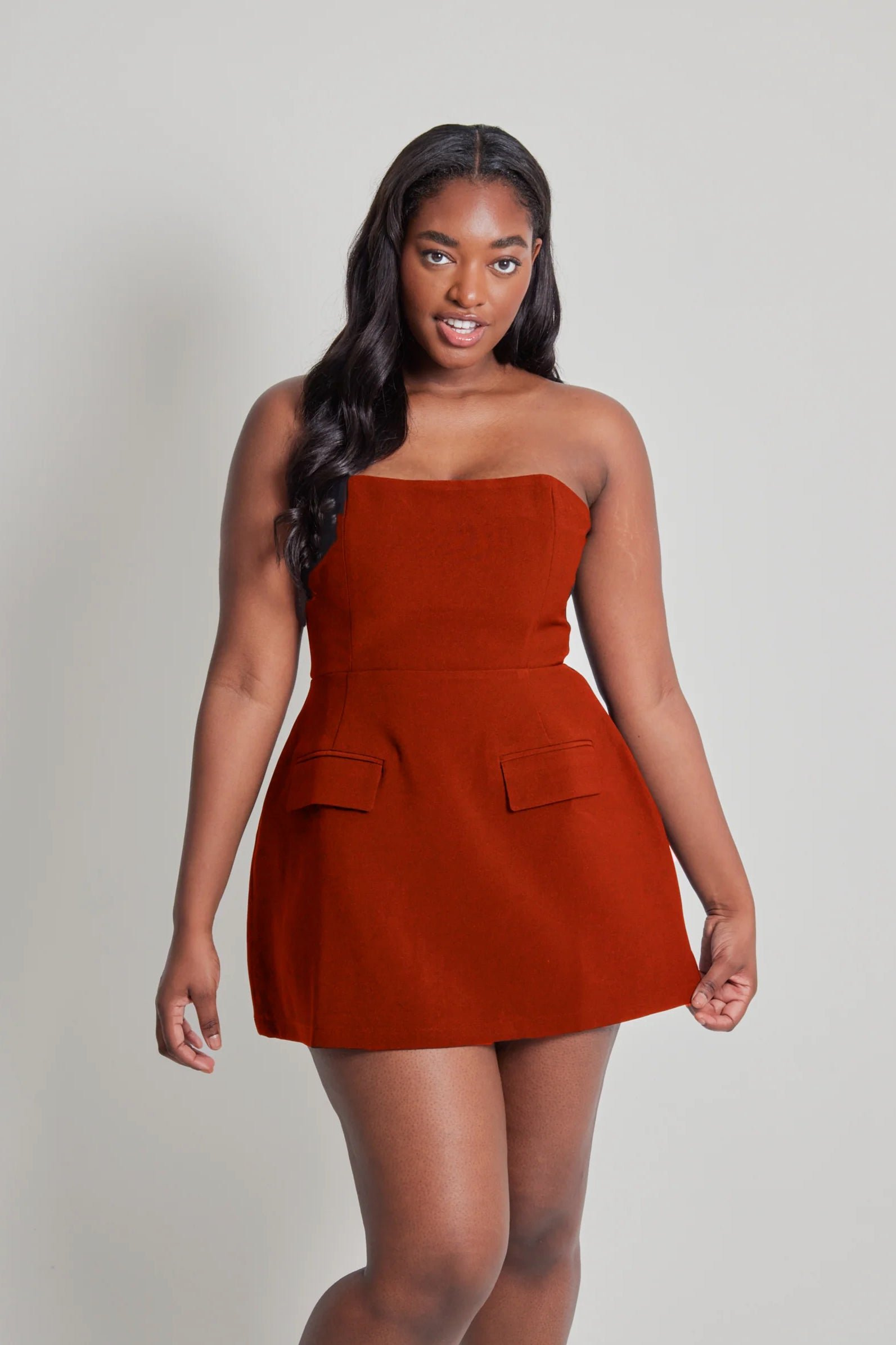 ODD MUSE THE ULTIMATE MUSE STRAPLESS DRESS - RUST photo 5