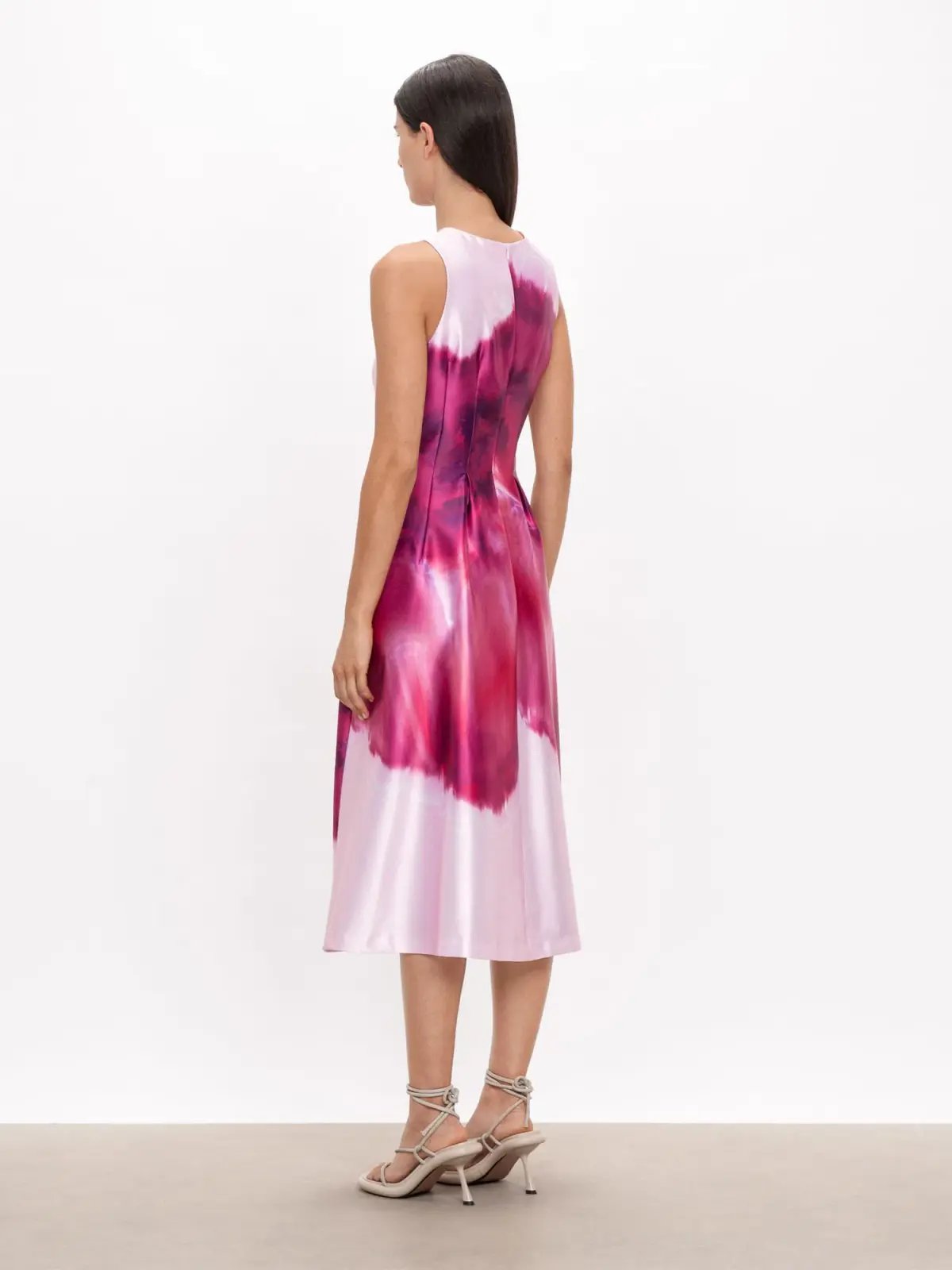 Veronika Maine Marbled Satin Midi Dress Fuchsia Size 6 photo 3