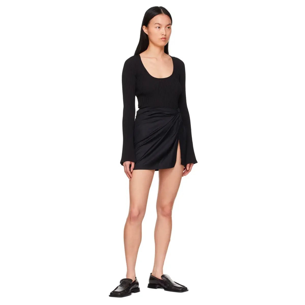Anna Quan Emelia Ruched Mini Skirt Black Size 12 photo 2