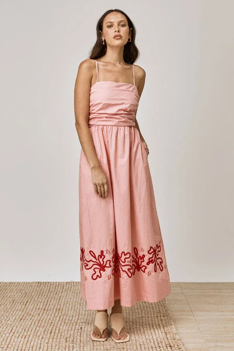 Mon Renn Mystique Midi Dress Strawberry Swirl Size 8 photo 2