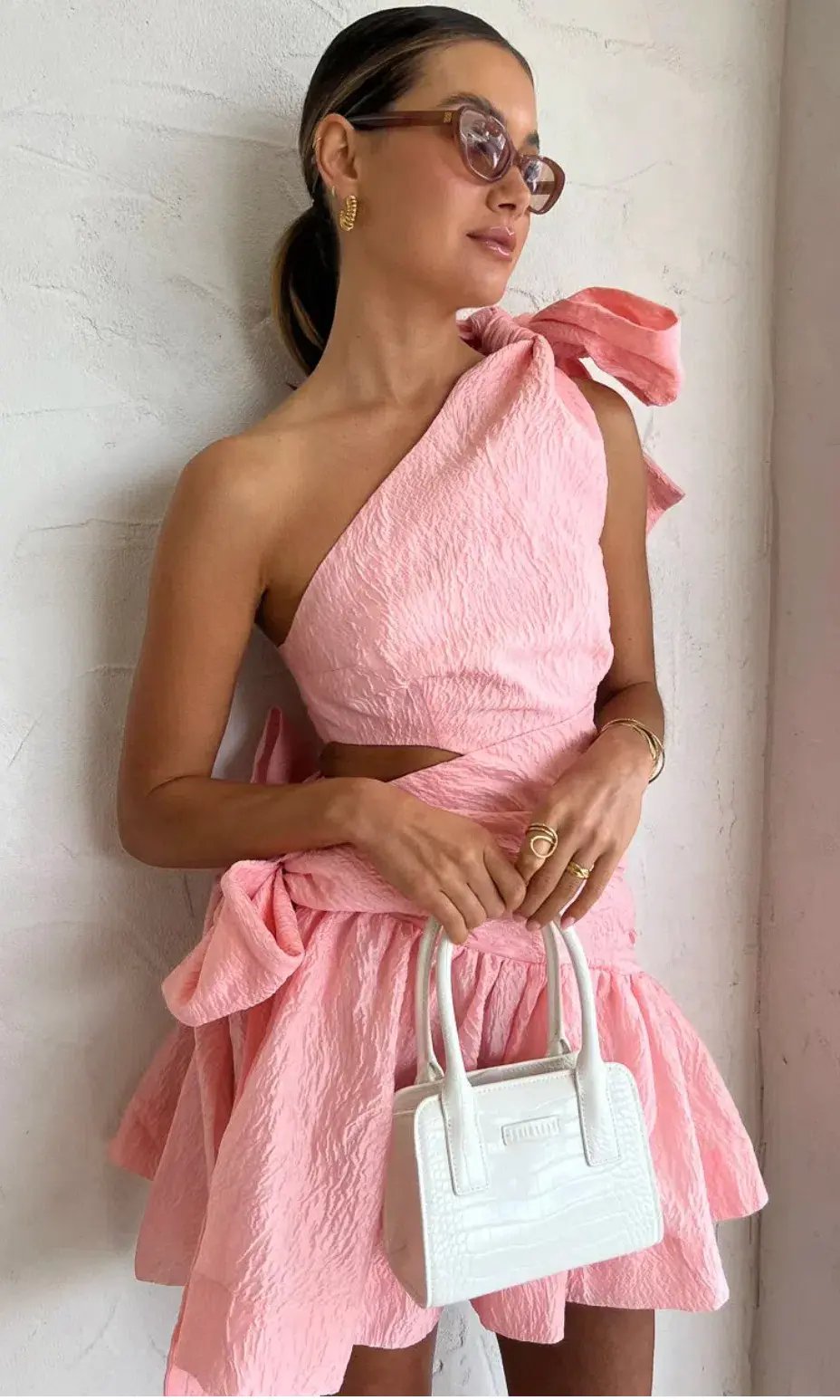 Alemais Aria One Shoulder Mini Dress Pink Size 10 photo 2