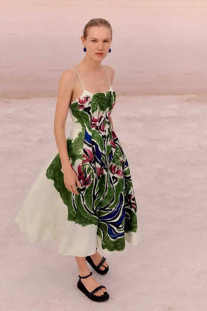 Aje Paradiso Cinched Midi Dress Sundress Green Floral Size AU 12 photo 5