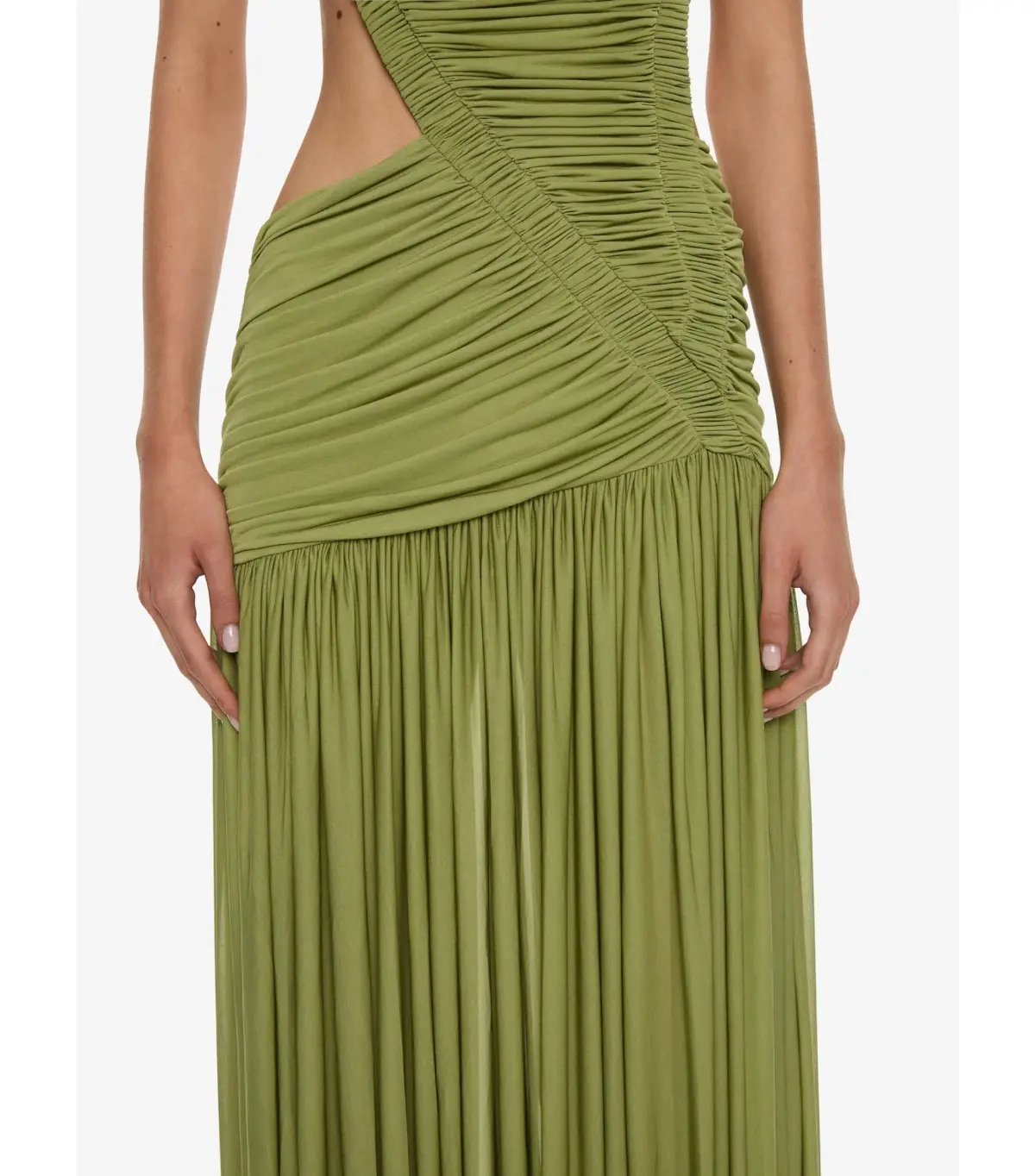 Christopher Esber Orion Separation Maxi Gown in Green Olive Size AU 10 photo 3