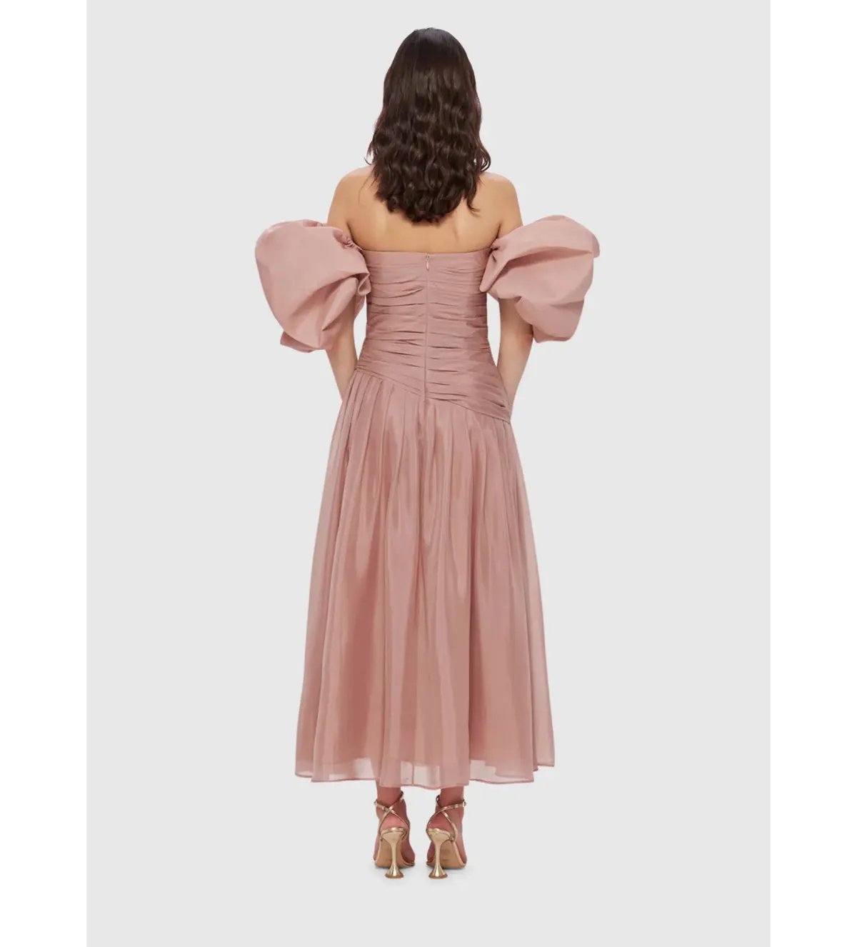 Leo Lin Lydia Puff Sleeve Midi Dress Size 10 photo 3