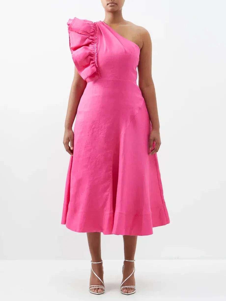 Aje Bonjour Asymmetric Dress in Fuschia Pink Size 14 photo 4