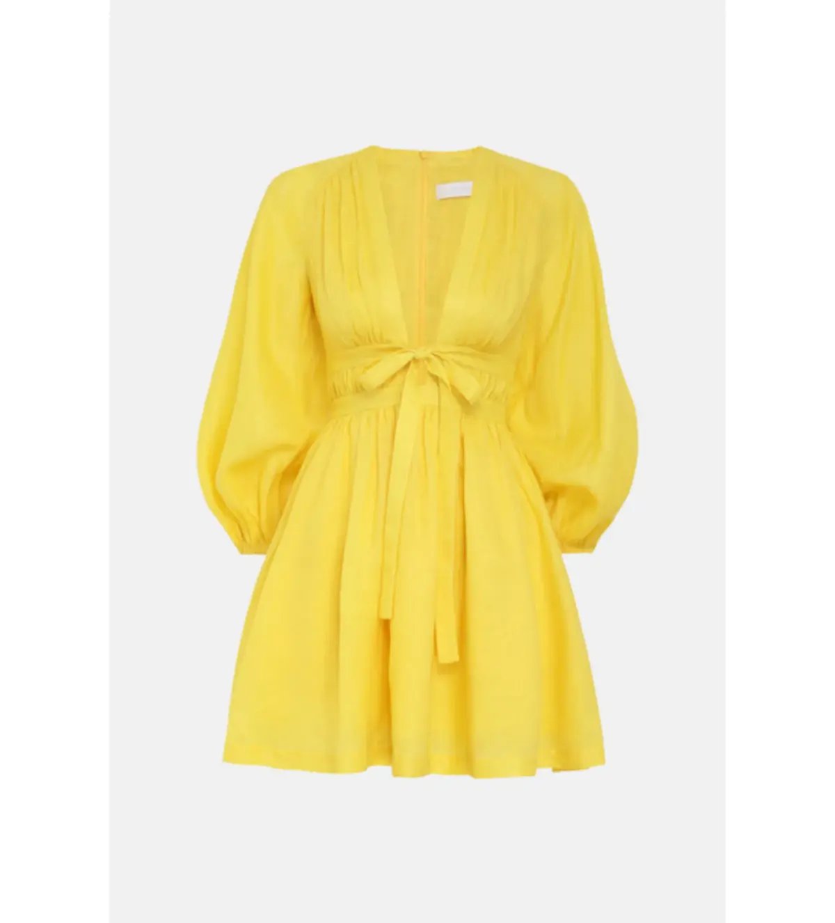 Zimmermann The Shelly Plunge Bow Mini Dress in Yellow Size 1/Au 10 photo 3