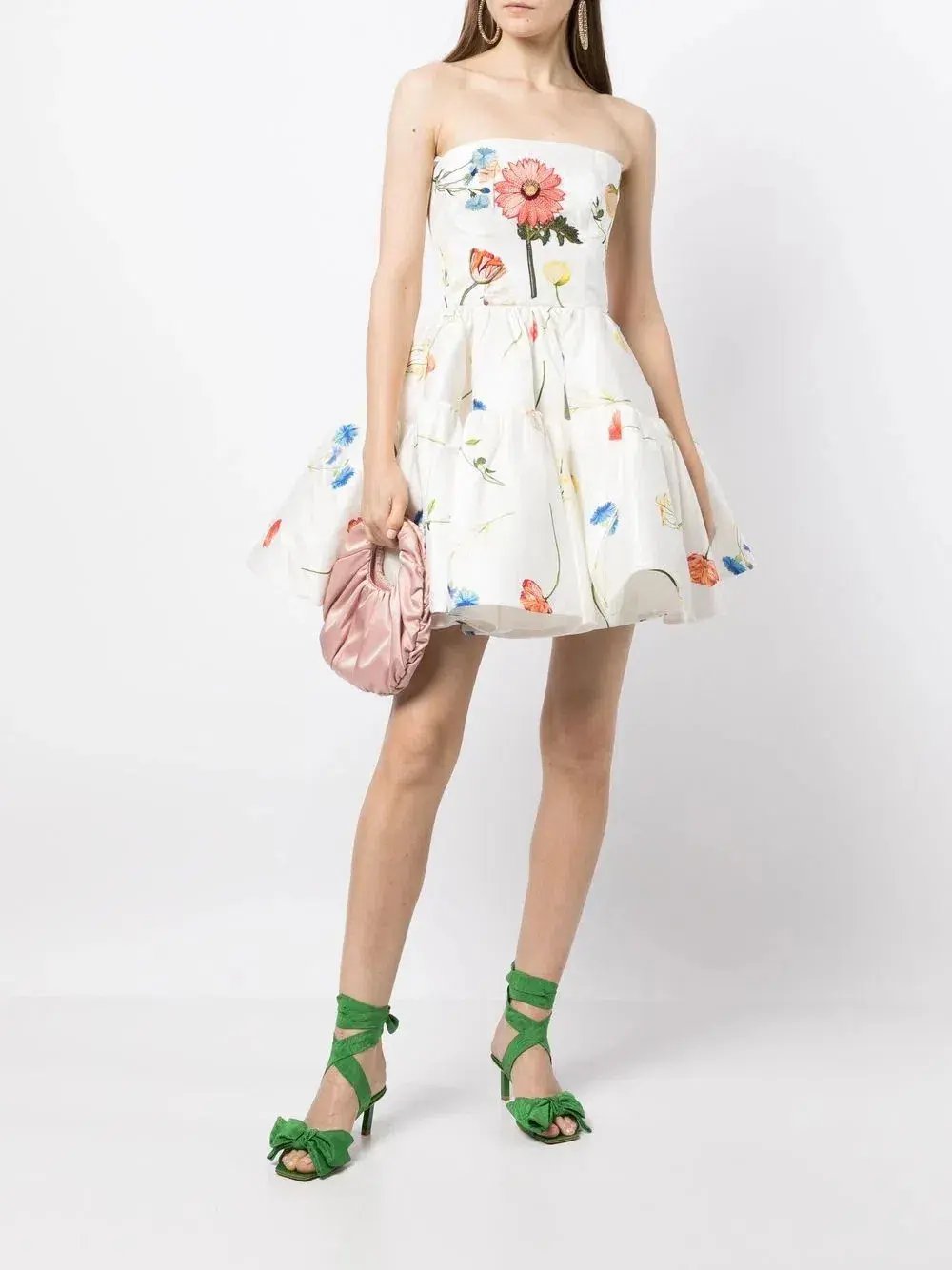 Leo Lin The Fields Embroidered Bustier Mini Dress White Floral Size 14 photo 2