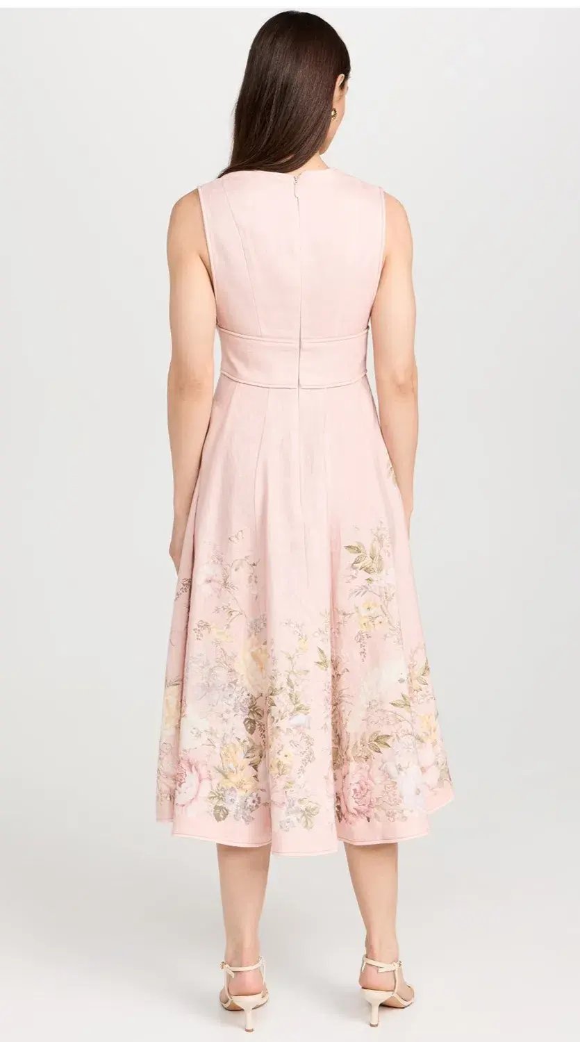 Zimmermann Waverly Plunge Midi Dress Pink Floral Size 2 (AU 12) photo 3