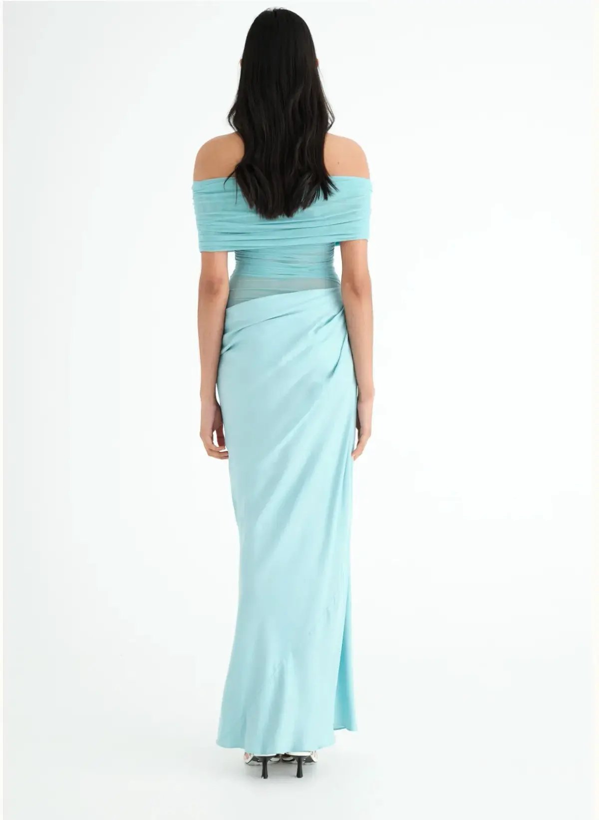 Benni  Nico off Shoulder Maxi Dress in Aquamarine Size 10 photo 3