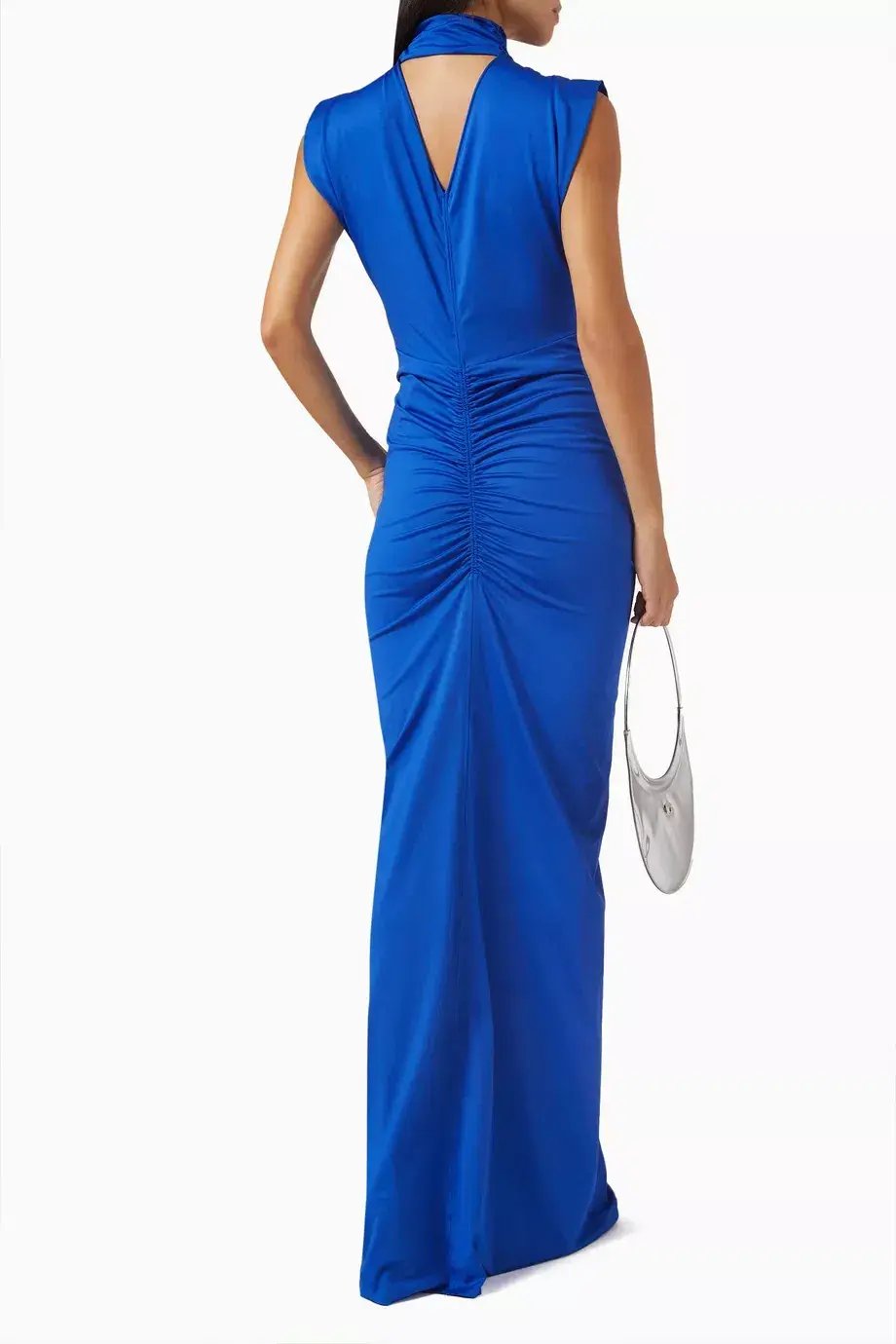 Victoria Beckham Ruched Jersey Column Gown Royal Blue Size 8 photo 4