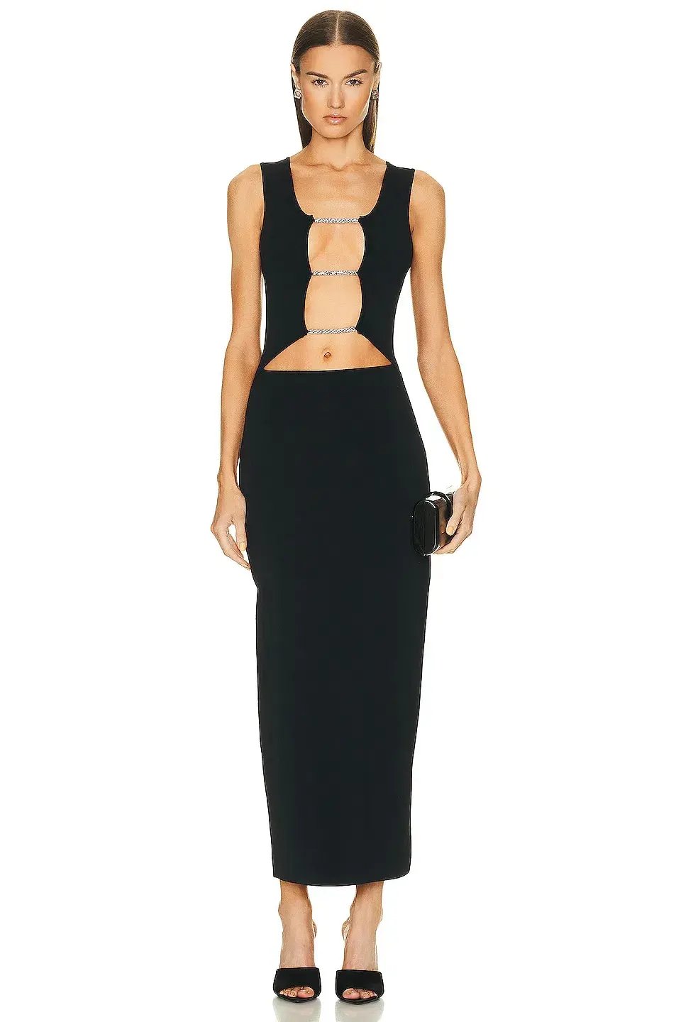 Christopher Esber Crystal Lattice Column Midi Dress Black Size 6 photo 5