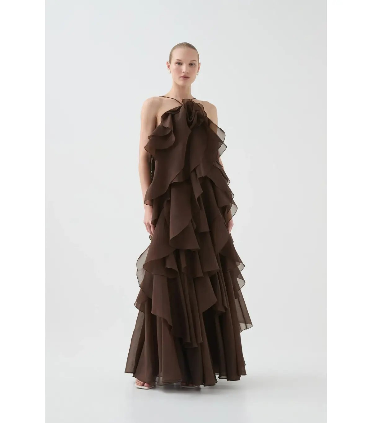 Aje Pandorea Layered Maxi Dress Carob Size AU 12 photo 4