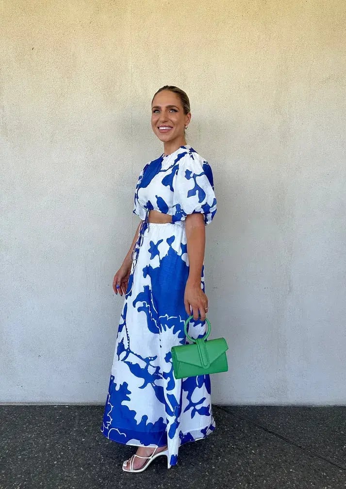 Sir The Label Vivi Puff Sleeve Maxi Dress Merce Abstract Print Size 1 /Au 10 photo 5