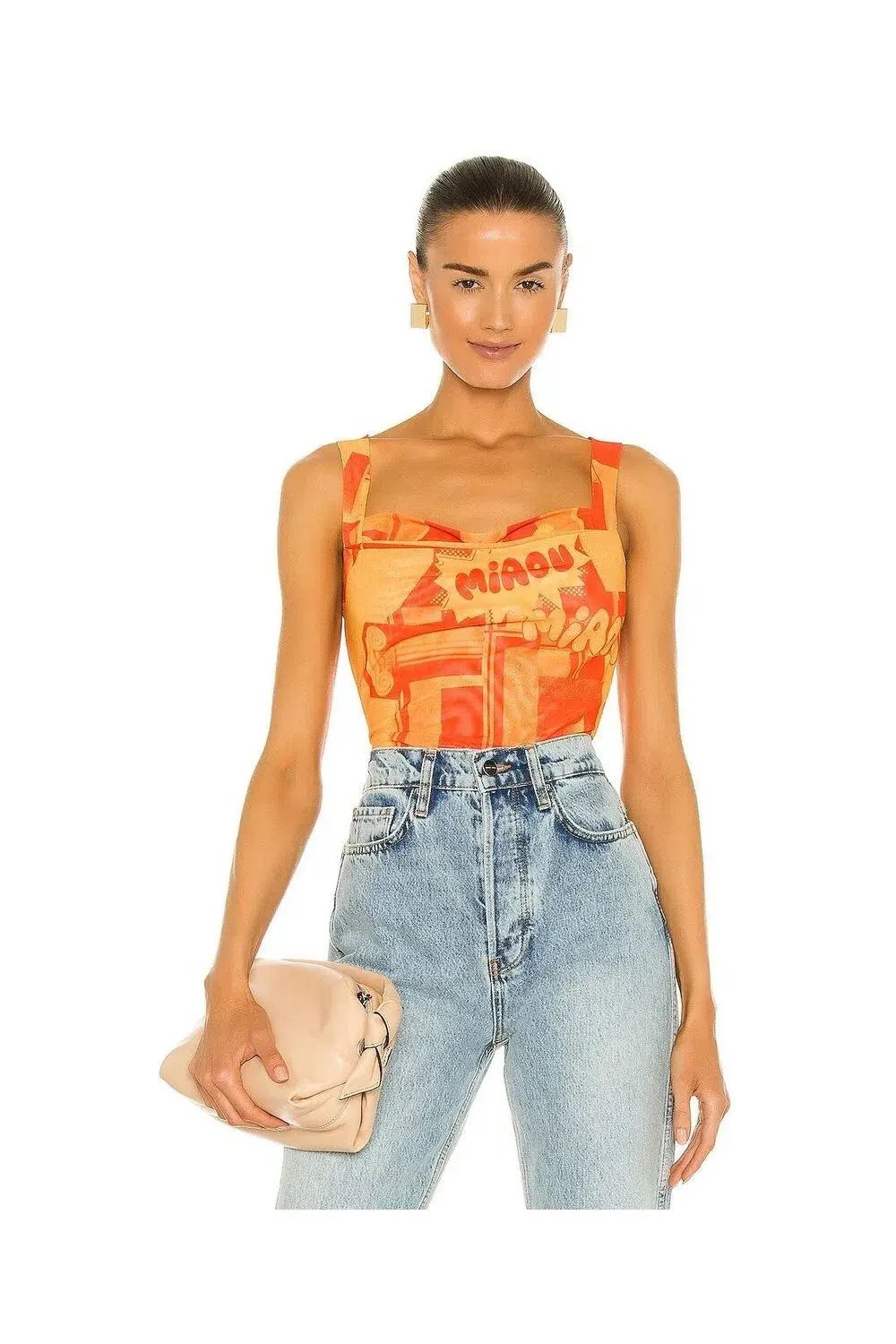 Miaou Imogen Corset Stone Orange Print Size S/ AU 10 photo 2