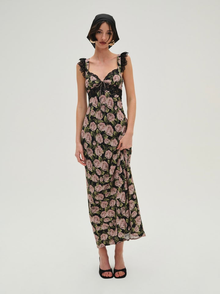For Love and Lemons Fallen Rose Maxi - Black photo 3