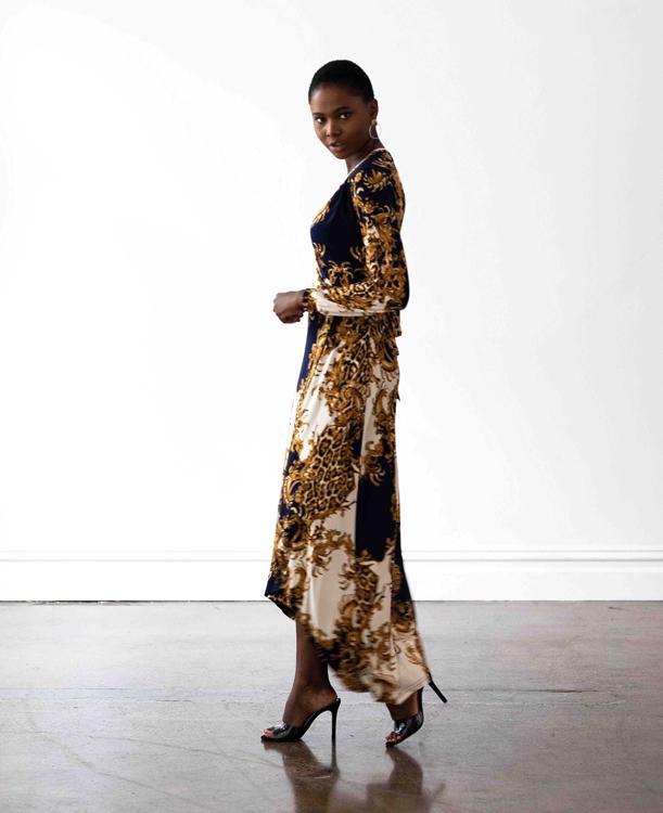 Mónica The Label Baroque Print Wrap Dress Size 12 photo 3