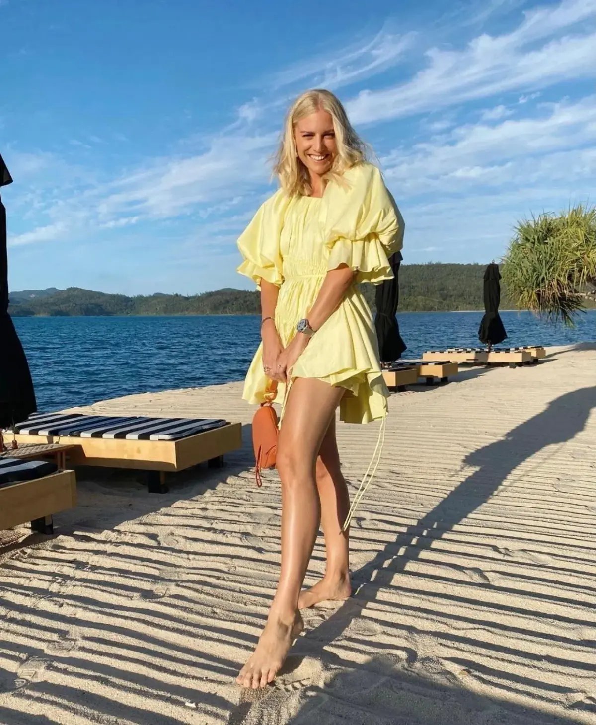 Aje Hushed Asymmetric Mini Dress Yellow Size 6 photo 4