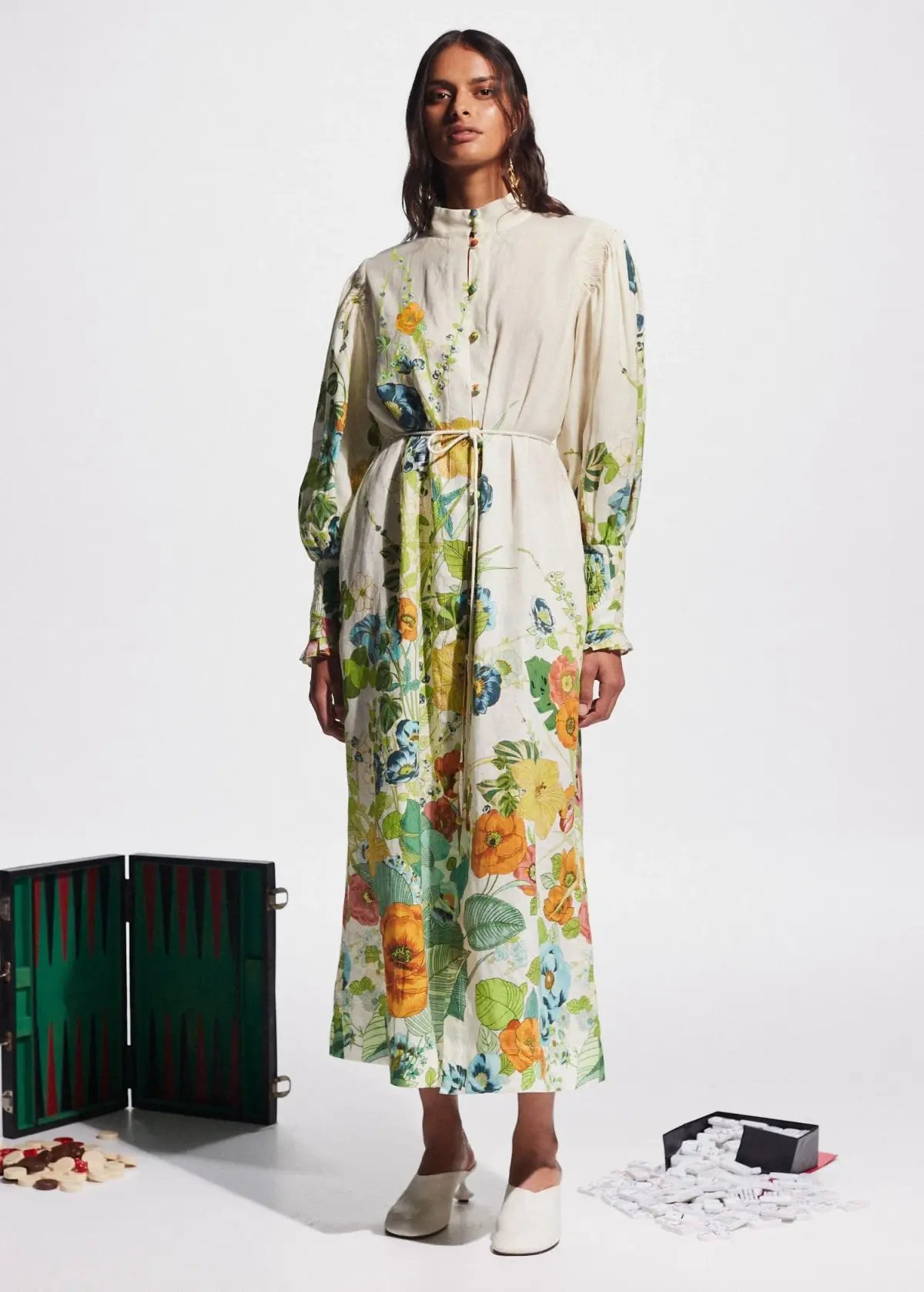 Alemais Constance Puff Sleeve Button Maxi Shirt Dress Size 14 photo 5